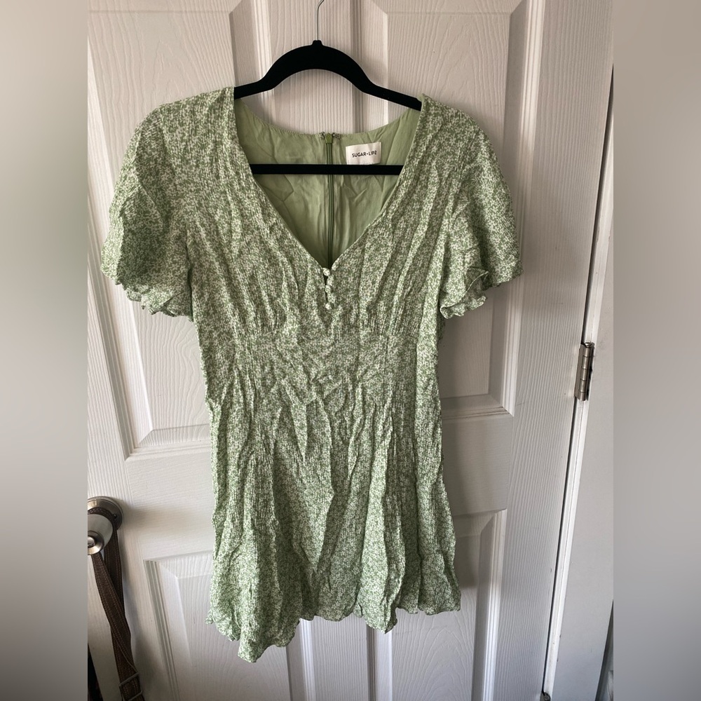 Sugar & Lips Green Floral Dress Size M